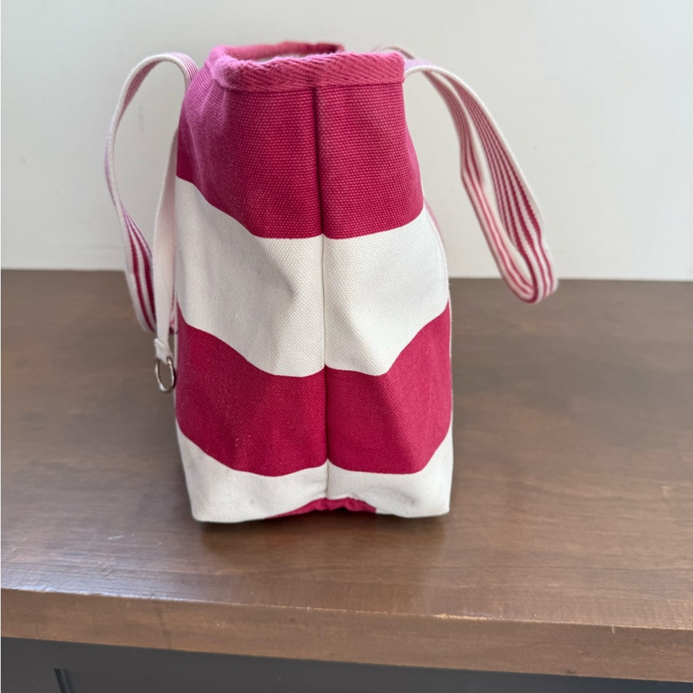 Lacoste Pink and White Striped Women's Tote Bag - Picture 5 of 12